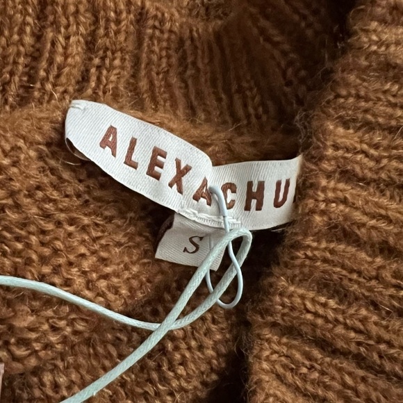 AlexaChung Brown Tan Flower Intarsia Knit Jumper Sweater NWT S - Picture 6 of 8